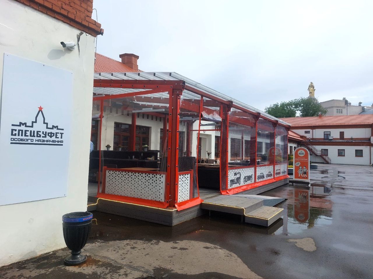 ПВХ шторы для летней террасы кафе в Голынках